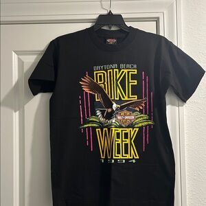 Harley-Davidson Black Tee with Yellow & Pink Daytona Bike Week Graphic